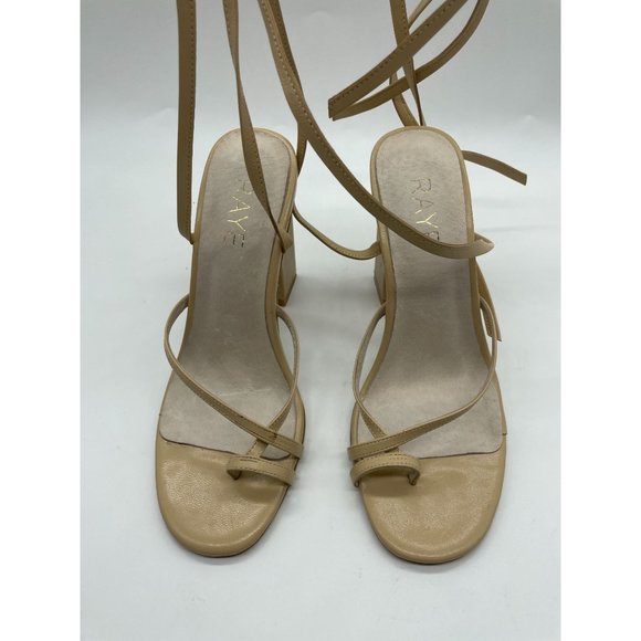 RAYE Anthea Heel Sandal in Nude 7 Leather Wrap Ankle Tan - Picture 5 of 10